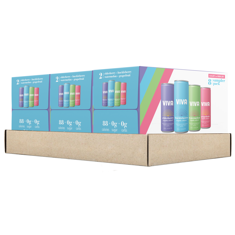 Viva Tequila Seltzer Sampler Pack - Light & Bright 8 Pack